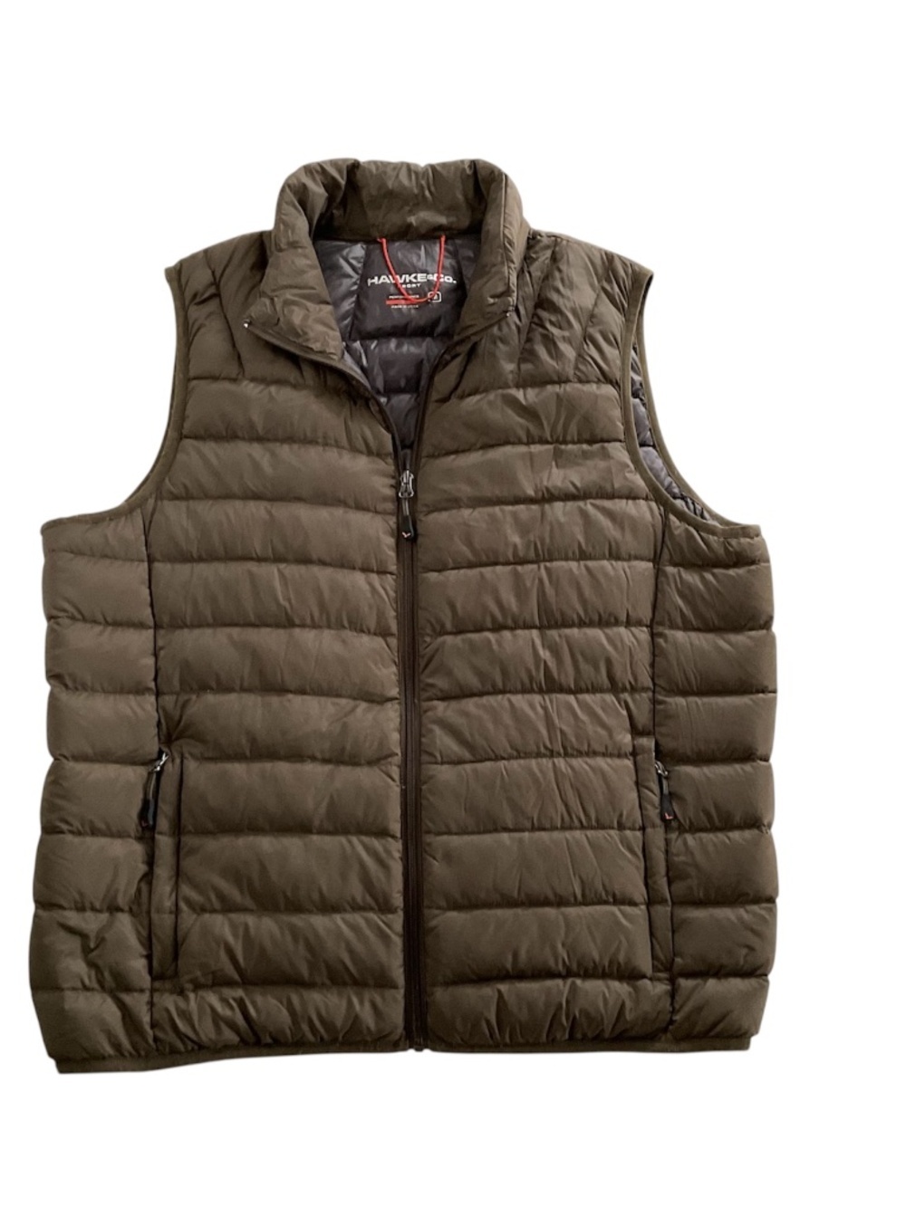 Hawke & Co. Sport Mens Packable Down Puffer Vest Sz M Olive Green Gorpcore
